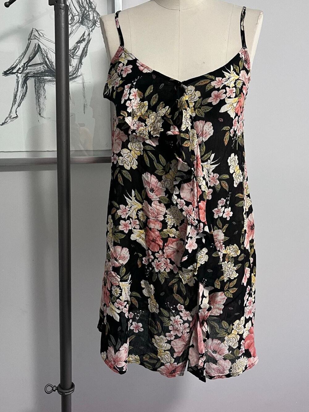Billabong Floral Slip Y2K Dress Size Small Effortless Summer Chic Boho Surfer